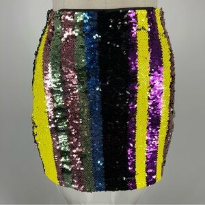 DO+BE Sequin Striped Mini Skirt - Multicolor S